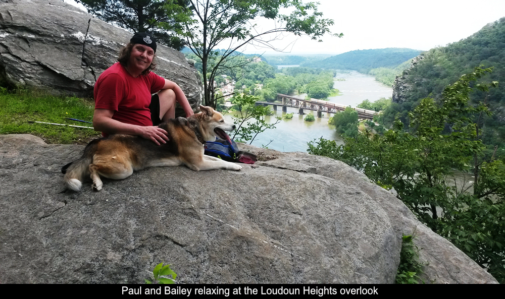 Paul and Bailey relaxing at the Loudoun Heights overlook