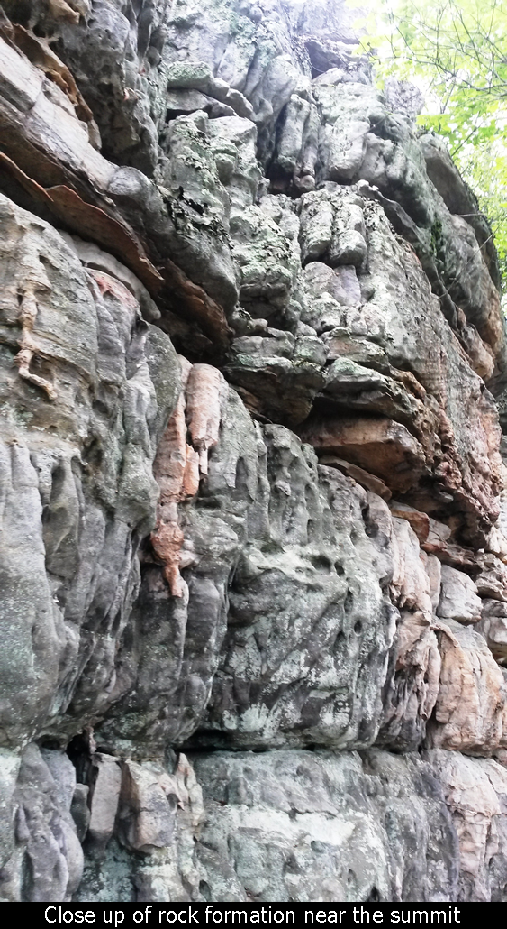Close up of the rock formation near the summit