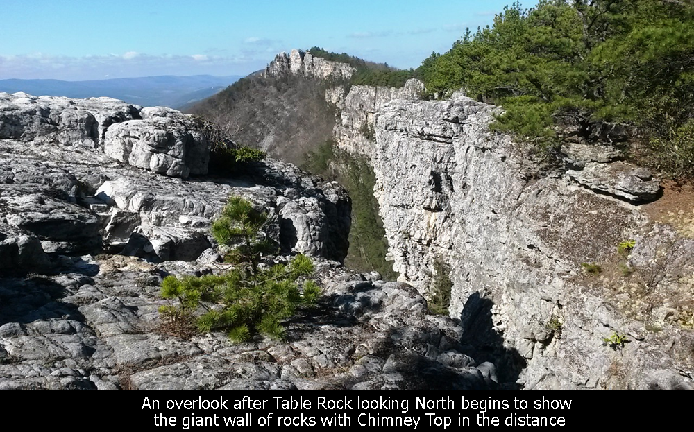 At this overlook after Table Rock you can first see the giant wall of rocks