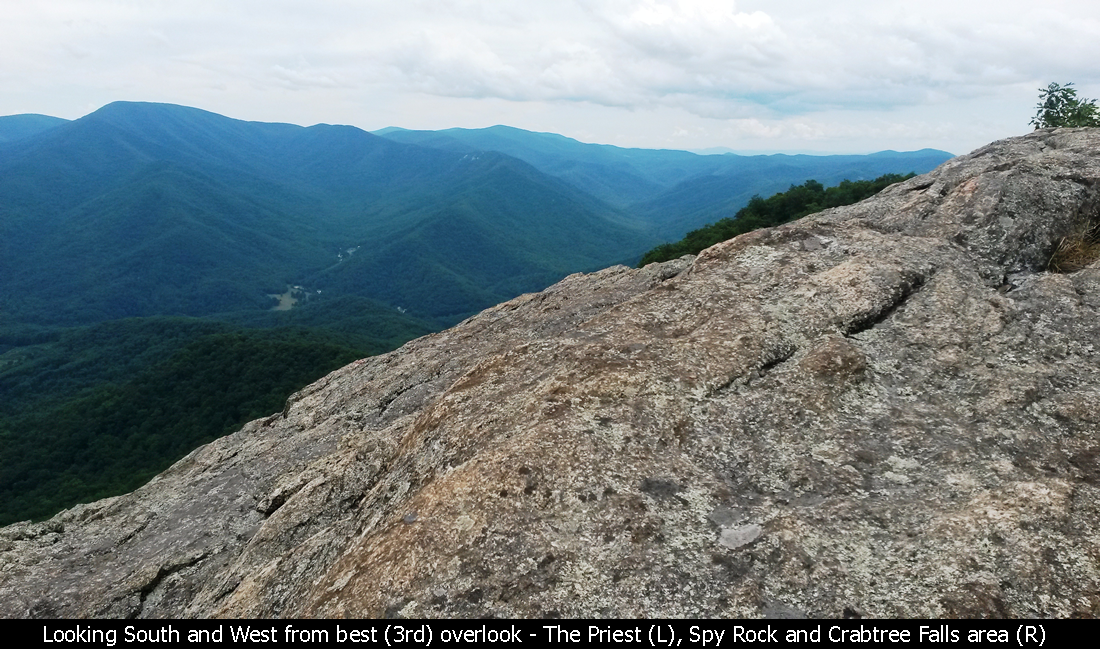 Looking South and West from the best (3rd) overlook - The Priest (L), Spy Rock and Crabtree Falls area (R)