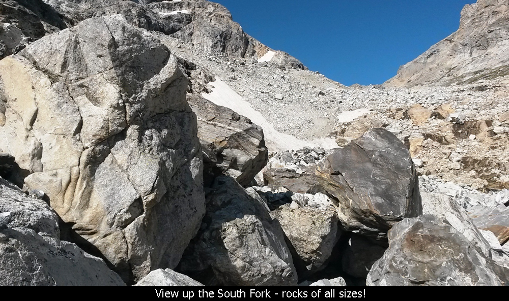 View up the South Fork - rocks of all sizes!