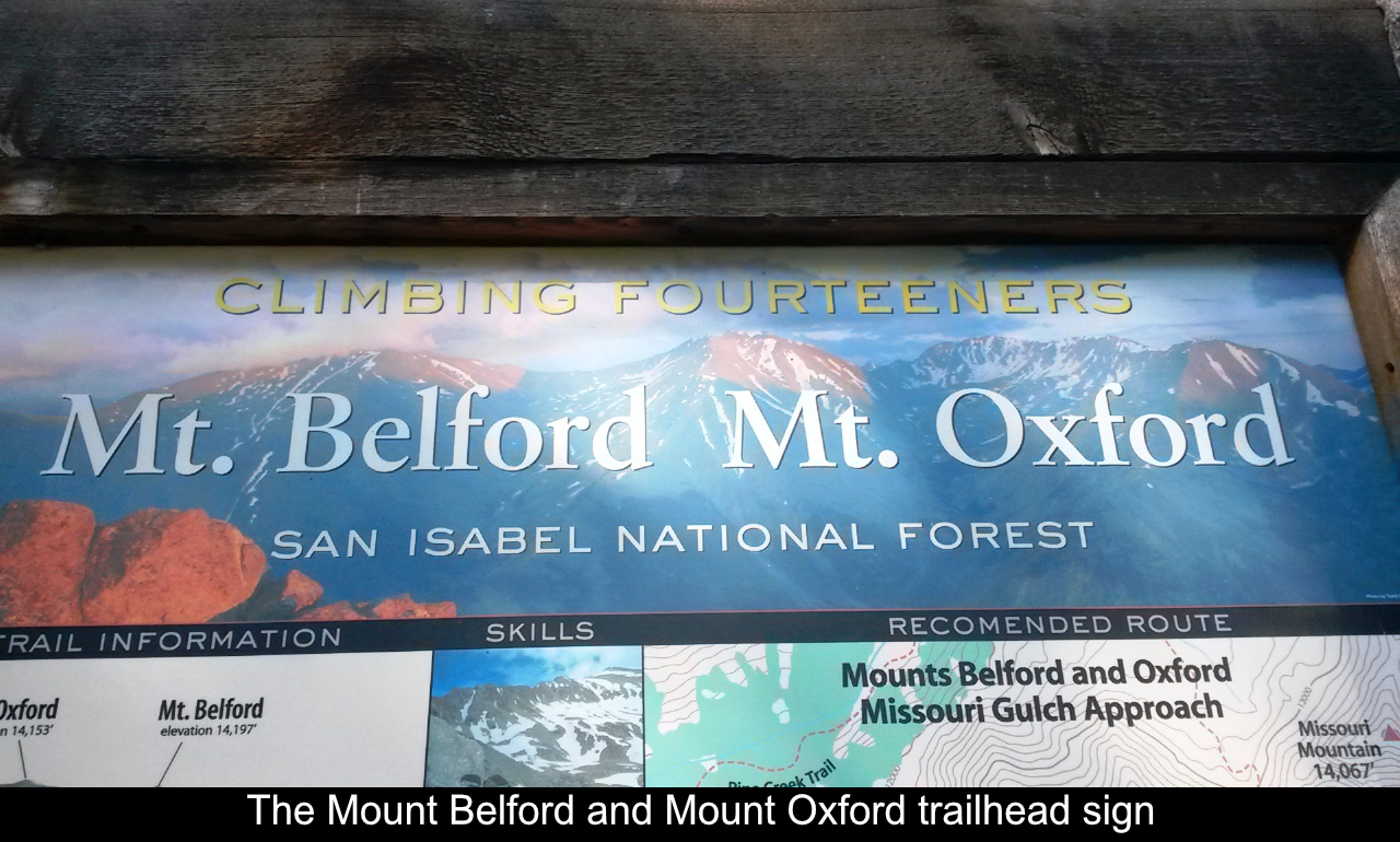 Mount Belford And Mount Oxford Sign