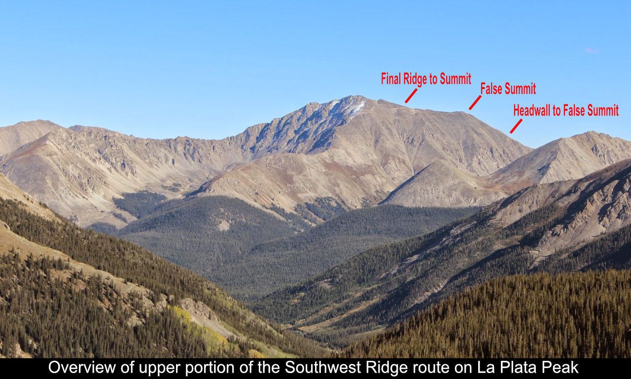 Overview Of Upper Portion Of SW Ridge Route