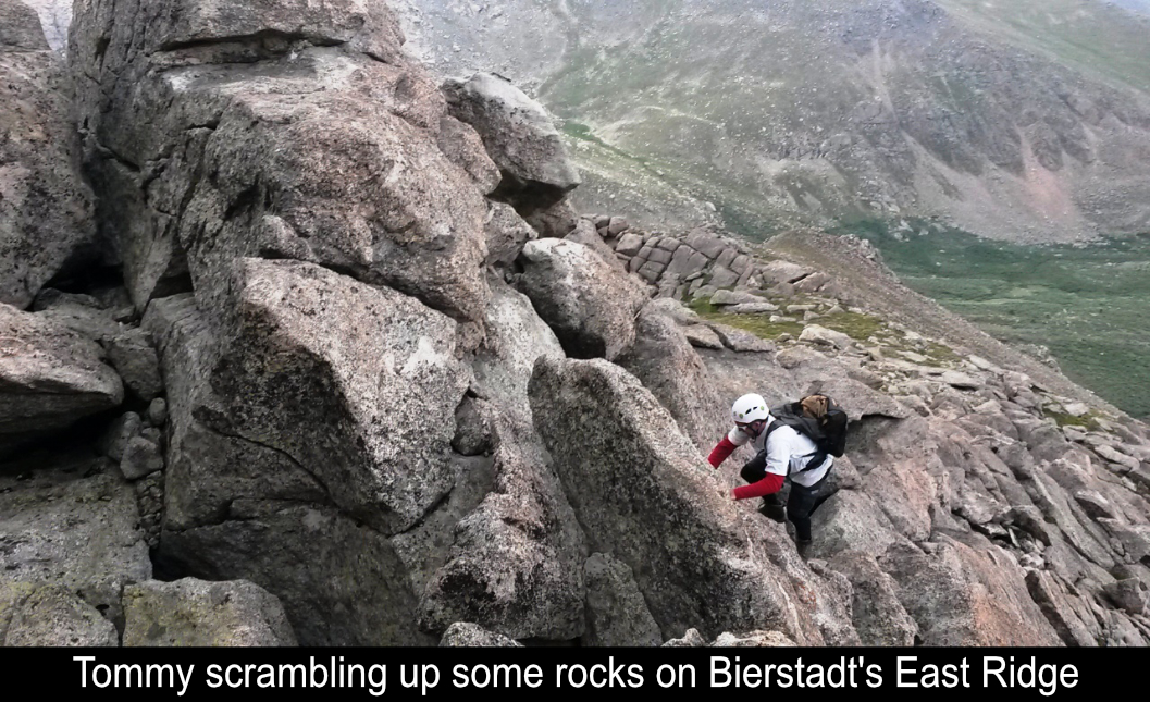 Tommy Rock Scrambling On Bierstadts East Ridge