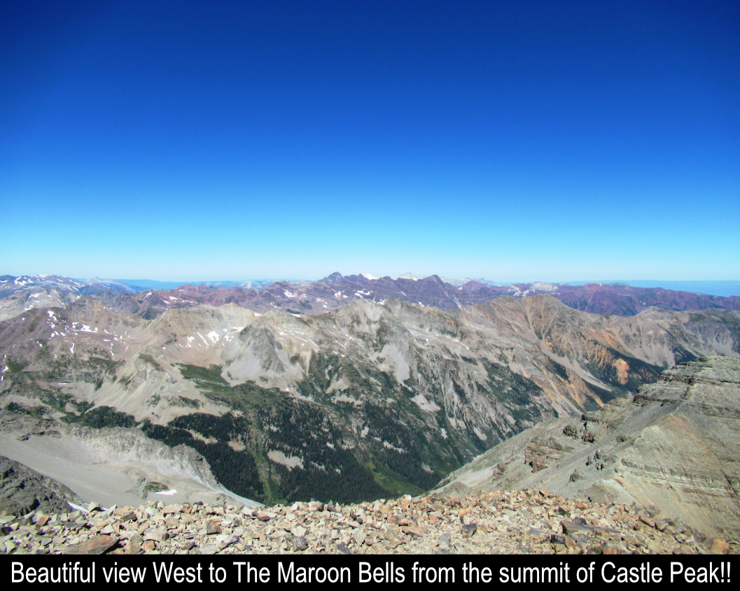 View West To Maroon Bells From Summit Of Castle Peak