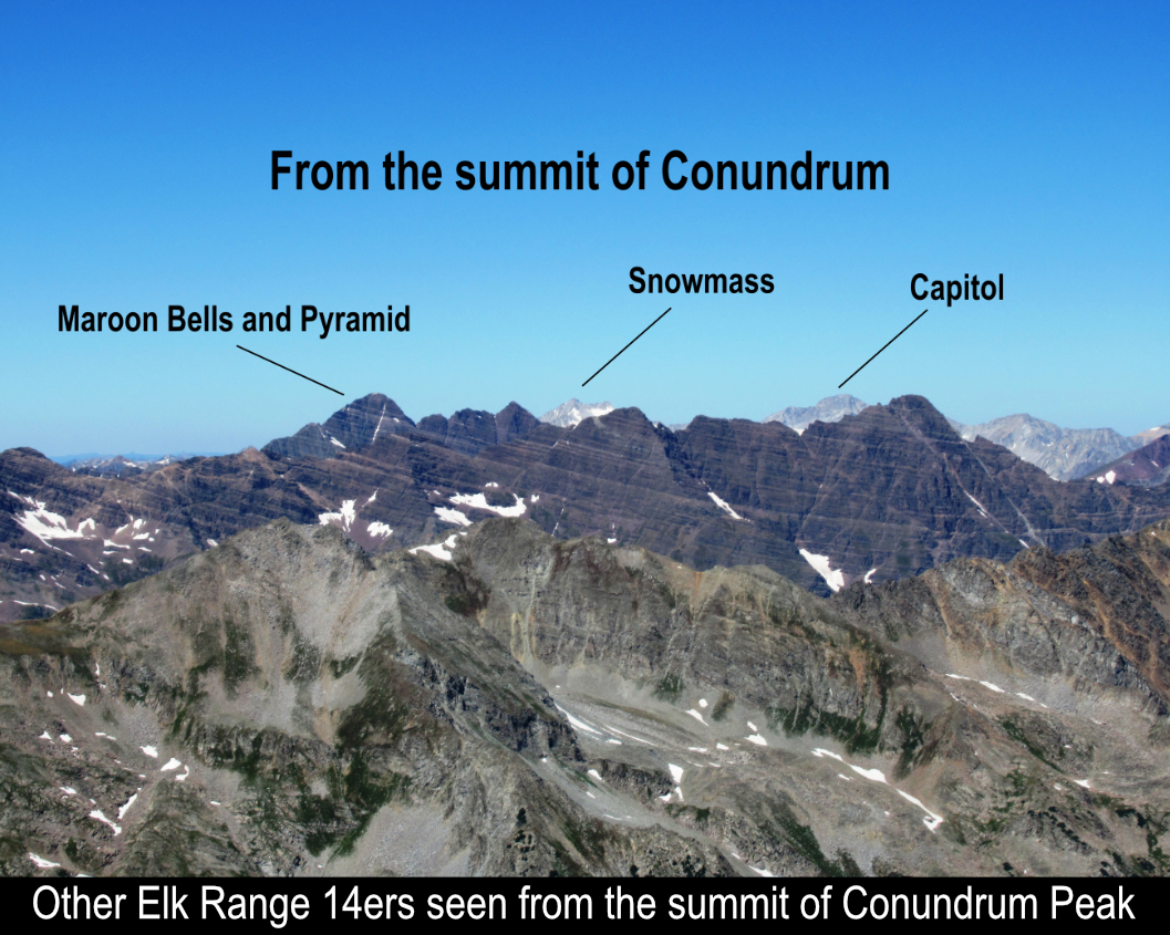 Other Elk Range 14ers From Summit Of Conundrum Peak
