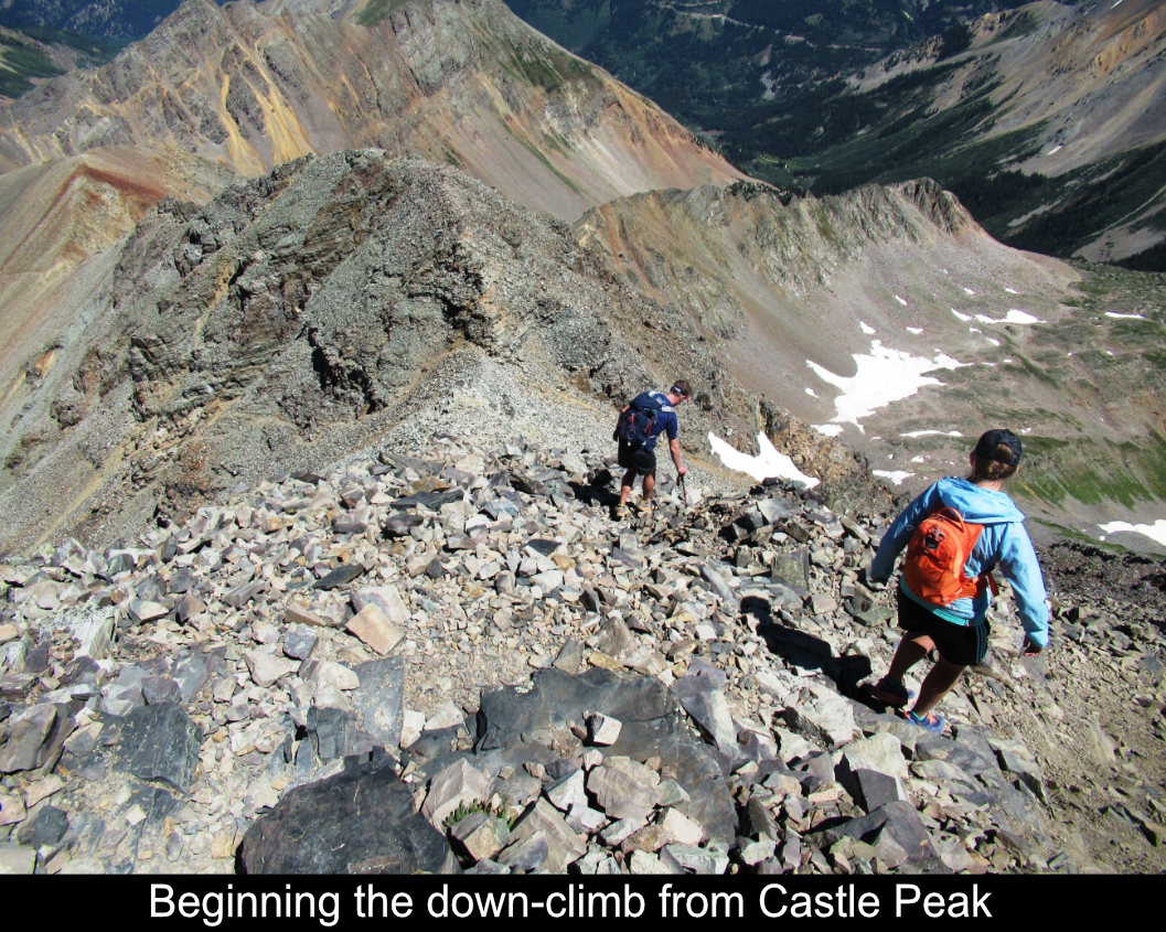 Beginning The Down Climb From Castle Peak