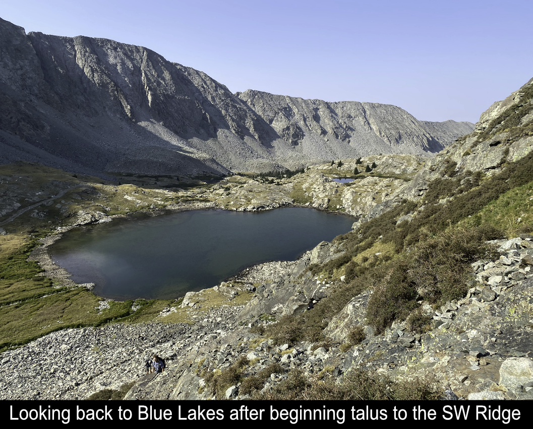 Looking At Blue Lakes After Start Of Talus To Ridge